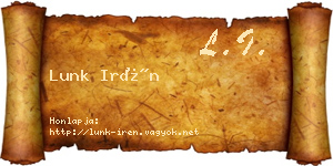Lunk Irén névjegykártya